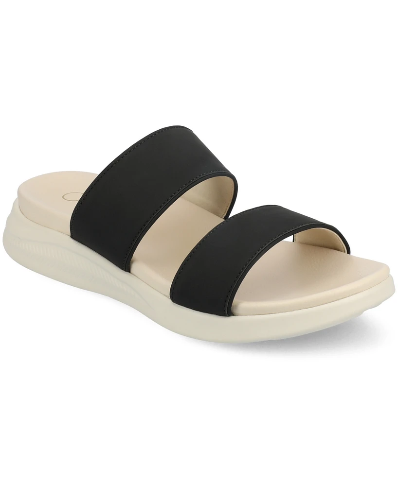 Journee Collection Women's Janis Double Band Comfort Wedge Sandals