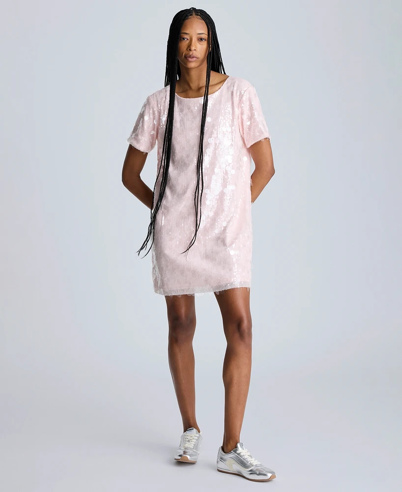 Kenneth Cole Women's Sequin T-Shirt Shift Dress
