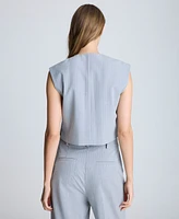 Kenneth Cole Women's Pinstripe Four-Button Boxy Vest