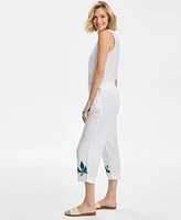 Charter Club Women's Woven Cropped 100% Linen Pants, Exclusively at Macy's