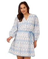 Adrianna Papell Plus Cotton Eyelet Belted Dress
