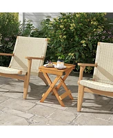 Gymax 14 inch Outdoor Folding Side Table Hardwood Square Compact Patio Table