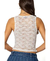 Edikted Womens Eliya Sheer Lace Top