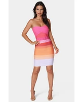 Bebe Women's Ombre Badage Strapless Dress