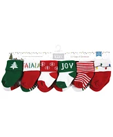 Hudson Baby Cotton Rich Terry Socks 24-Pack, 12 Days Of Christmas Falala, Months