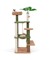 Multilevel Cat Tree with Scratching Posts, Rope, Plush Perch & Toy Bed Cozy & Fun Play Tower for Cats