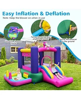 Inflatable Bounce House with Slide, Splash Pool, Basketball Hoop & Ring Toss Ultimate Kids Play Center