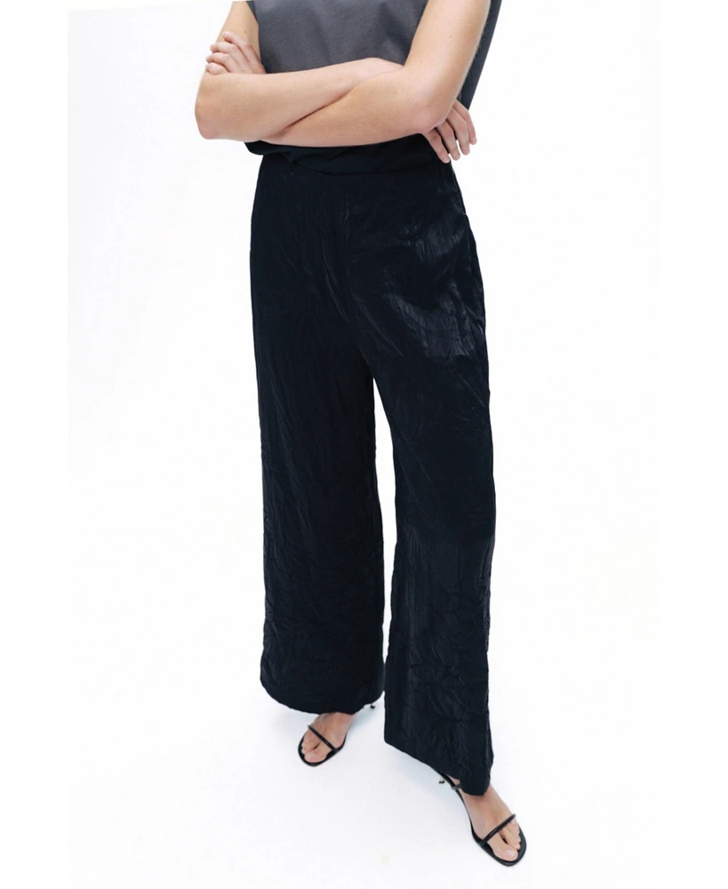 Nocturne Women's Wrinkled Wide-Leg Pants