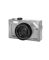 Minolta Minolta MND25 Digital Camera, 48 Mp Autofocus, 4K Ultra Hd Camera with Selfie Mirror & 32GB Sd Card, Silver, Bundle with Slinger Camera Bag