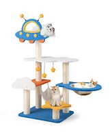 Cat Tree with Ufo Top Perch, Space Capsule & Scratching Posts Fun & Cozy Playhouse for Cats