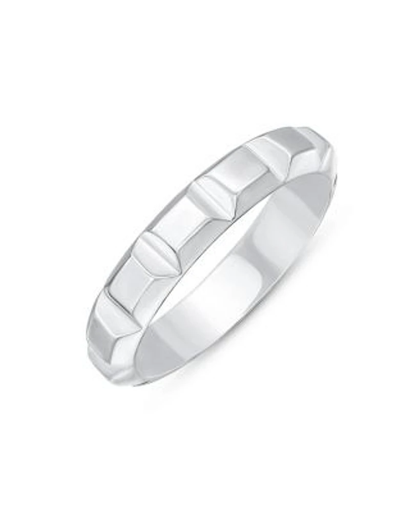 Bling Jewelry Mens Silver Ring Geometric Square Cut Prism Band .925 Sterling Silver