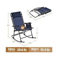 Yaheetech 26in Foldable Outdoor Lounge Chair, Navy Blue