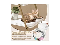 Large Cat Litter Box Enclosure with Storage & Ladder Shelf Stylish & Functional Hidden Litter Cabinet