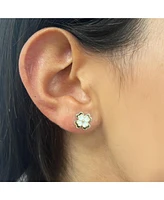 The Lovery White Enamel Four Leaf Clover Stud Earrings 14K Gold