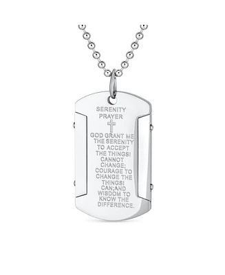 Bling Jewelry Inspirational Mantra Military Style Serenity Prayer Dog Tag Necklace for Men