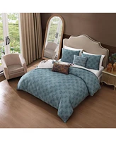 Bebejan Flowers in the Mist Bedding 100% Cotton Sateen 5 Piece King Size Reversible Comforter Set