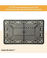 Inches Cast Aluminium Outdoor Dining Table with Umbrella Hole Patio Rectangular Dining Table Patio Bistro Table for Backyard Garden Patio