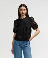 Nvlt Women s Mock Neck Lace Top