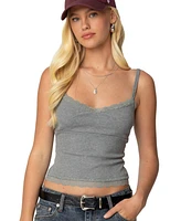 Edikted Womens Mireille Lacey Tank Top