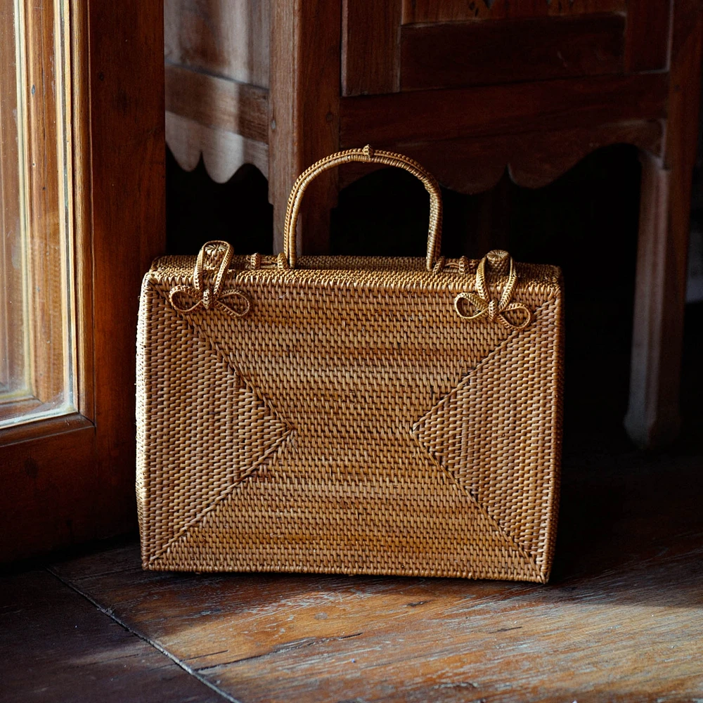 Rahayu Atta Rattan Bag In Mocca Brown