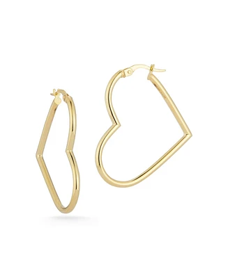 Rachel Zoe Fine Jewelry 14K Gold Heart Hoop Earrings, Made in Italy