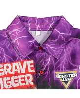 Monster Jam Grave Digger Hawaiian Button Down Dress Shirt