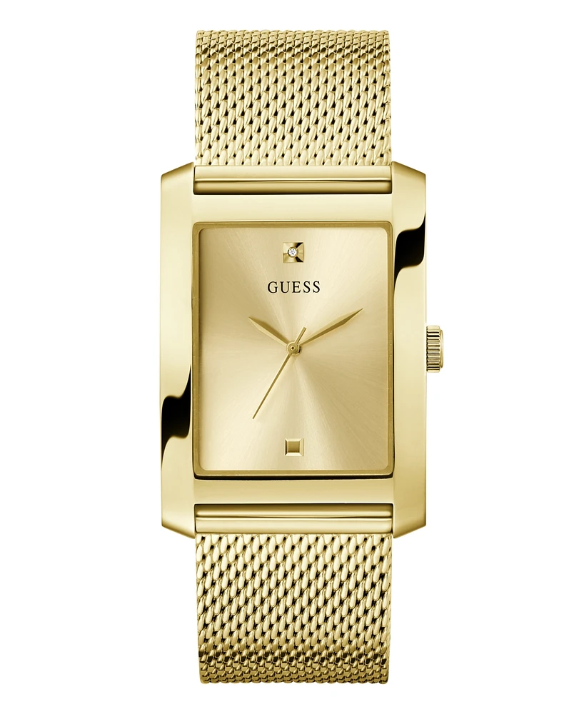 Guess Men's Analog Gold-Tone Steel Mesh Watch, 34mm