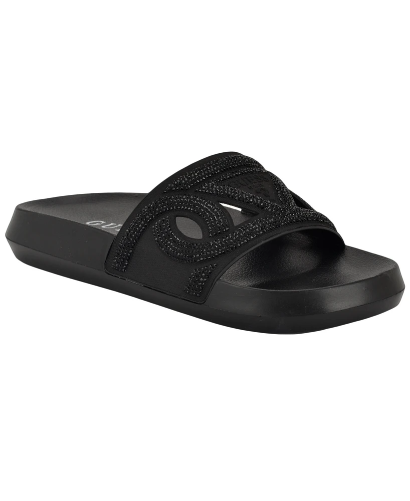 Guess Women's Payca Rhinestone Eva Pool Slide Sandals
