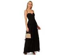 Adrianna by Papell Women's Ruffle Tiered Mesh Sleeveless Gown