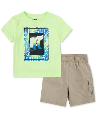 Hurley Toddler Boys Vortex Check Graphic T-Shirt & Shorts, 2 Piece Set