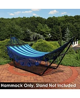 Deluxe Handwoven American Style Cotton Hammock -770-Pound Weight Capacity - Blue