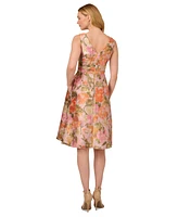 Adrianna Papell Women's Floral Jacquard Midi Dress