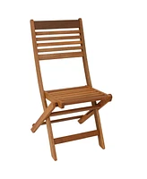 Meranti Wood Outdoor Folding Patio Chairs - Set of 2 - Teak Oil Finish