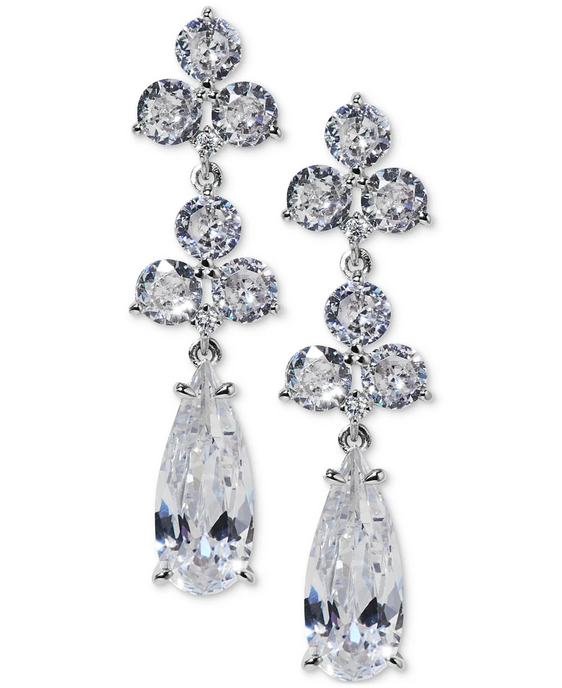 Eliot Danori Silver-Tone Cubic Zirconia Linear Drop Earrings, Exclusively at Macy's