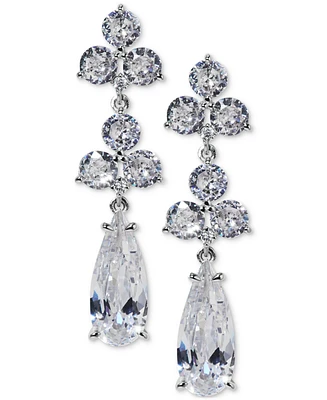 Eliot Danori Silver-Tone Cubic Zirconia Linear Drop Earrings, Exclusively at Macy's