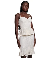 Guess Women's Lula Ruffle-Waist Sleeveless Lace Dress