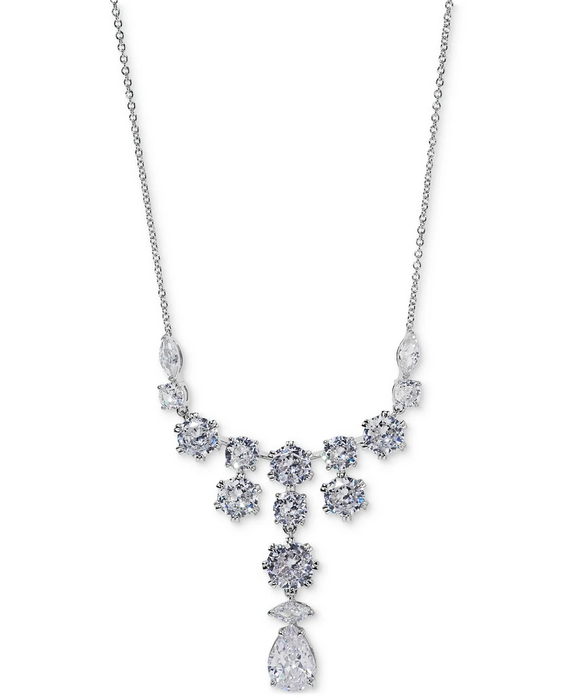 Eliot Danori Silver-Tone Cubic Zirconia Statement Necklace, 16" + 2" extender, Exclusively at Macy's