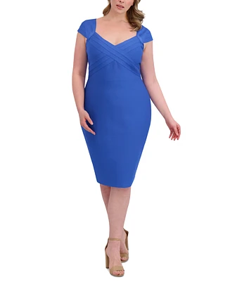 Siena Plus Bandage-Bodice Cap-Sleeve Dress