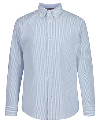 Tommy Hilfiger Big Boys Long Sleeve Stretch Bengal Stripe Oxford Shirt