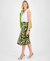Kasper Women's Printed Pull-On Midi Skirt