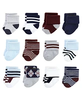 Little Treasure Baby Cotton Rich Terry Socks 24-Pack, Genius, 6-12 Months