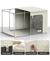 Sorbus Pack Foldable Storage Box - Metal Frame, Oxford Fabric, Large Window & Handles - Organization for Bedroom