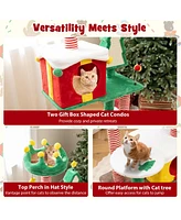 Cute Christmas Cat Tree with Scratching Posts & Carpet Festive Cat Tower for Indoor Cats