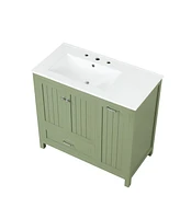 36" Modern Farmhouse Bathroom Vanity with Green Cabinet