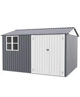 8x10 ft Outdoor Shed: Galvanized Steel with 6 Vents and Double Lockable Door