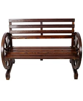 2-Person Wagon Wheel Bench for Outdoor & Patio