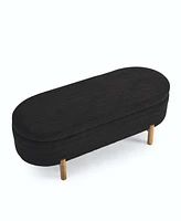 Ottoman Oval Storage Bench,Rubber Wood Leg,Black(46."x17.7"x10.8")