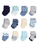 Hudson Baby Cotton Rich Terry Socks 24-Pack, Gray Solid