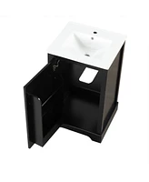 20" Bathroom Vanity with Sink, Bathroom Cabinet with Soft Closing Door, Storage Rack and Adjustable Shelve, Black