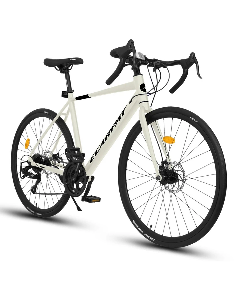 700C Road Bike, 16-Speed, Disc Brakes, Lightweight Aluminum Frame, Racing/City Commuting